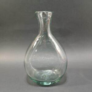 Vintage Hand Blown Art Glass Decanter Vase Pale Blue Tint 8" tall 5"w 3"d